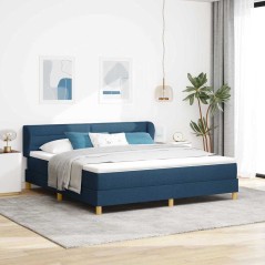 Letto a Contenitore con Materasso in Blu, 180x200 cm in Tessuto