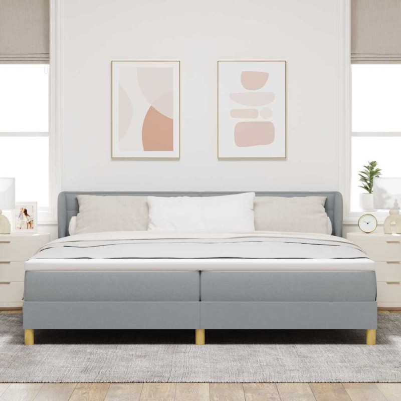 vidaXL Letto con Box Spring e Materasso - Grigio Chiaro, 200x200 cm, Tessuto