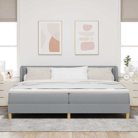 vidaXL Letto con Box Spring e Materasso - Grigio Chiaro, 200x200 cm, Tessuto