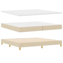vidaXL Letto Box Spring con Materasso Crema 200x200 cm Tessuto