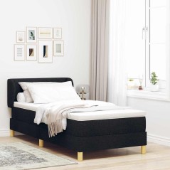 vidaXL Rete a Molle Nere con Materasso - 80x200 cm Tessuto