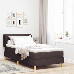 Letto aBOX Spring con Materasso Marrone Scuro 80x200 cm in Tessuto