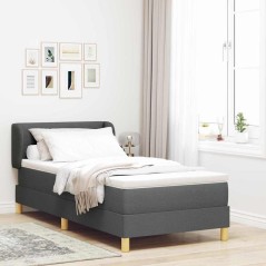 vidaXL Letto a Rete con Materasso in Grigio Scuro, 90x190 cm, Tessuto