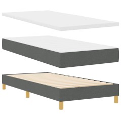 vidaXL Letto a Rete con Materasso in Grigio Scuro, 90x190 cm, Tessuto