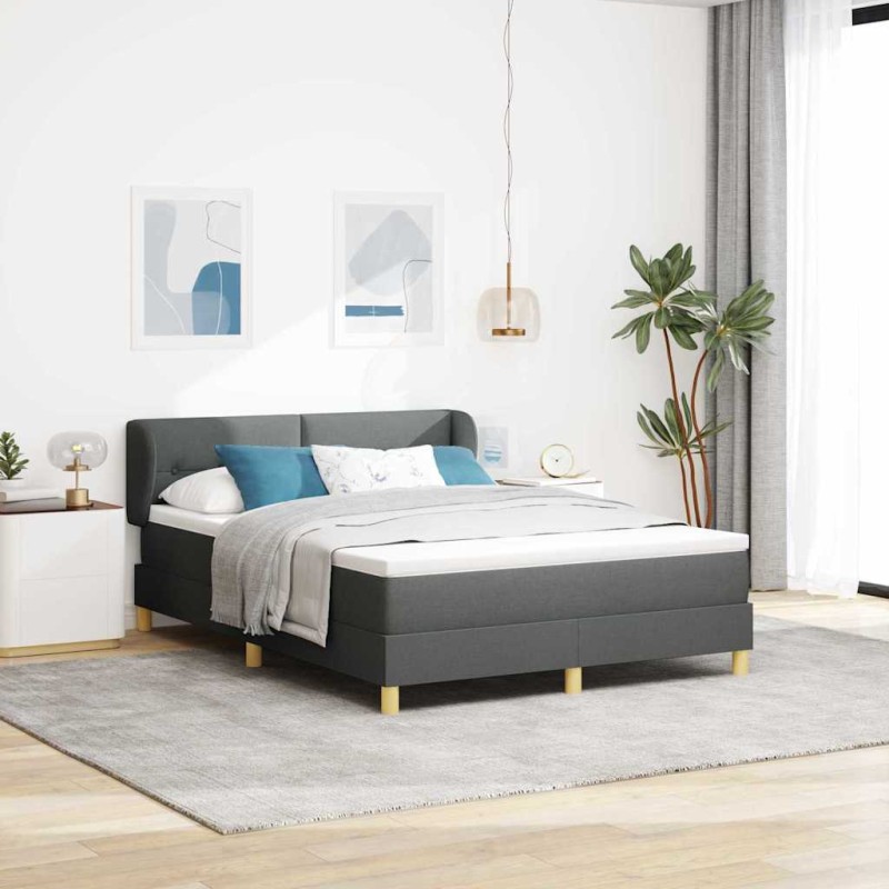 Letto Box Spring vidaXL con materasso in grigio scuro, 160x200 cm in tessuto Letto Box Spring vidaXL con materasso in grigio scuro, 160x200 cm in tessuto