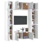 Set Mobili Porta TV 8pz Bianco in Legno Multistrato Set Mobili Porta TV 8pz Bianco in Legno Multistrato