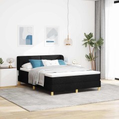 vidaXL Letto a sommier con materasso nero 160x200 cm in tessuto