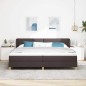 vidaXL Letto Box Spring con Materasso Marrone Scuro 200x200 cm in Tessuto
