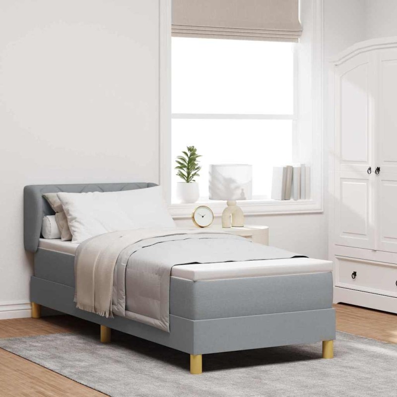 Letto Box Spring con Materasso Grigio Chiaro 80x200 cm in Tessuto