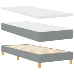 Letto Box Spring con Materasso Grigio Chiaro 80x200 cm in Tessuto