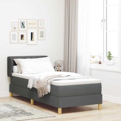 vidaXL Letto Box Spring con Materasso Grigio Scuro, 80x200 cm, Tessuto