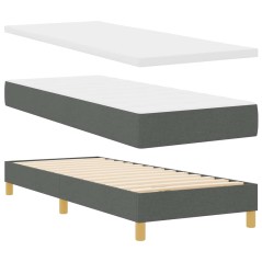 vidaXL Letto Box Spring con Materasso Grigio Scuro, 80x200 cm, Tessuto