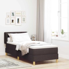 vidaXL Letto con Box Spring e Materasso - Marrone Scuro, 80x200 cm, Tessuto