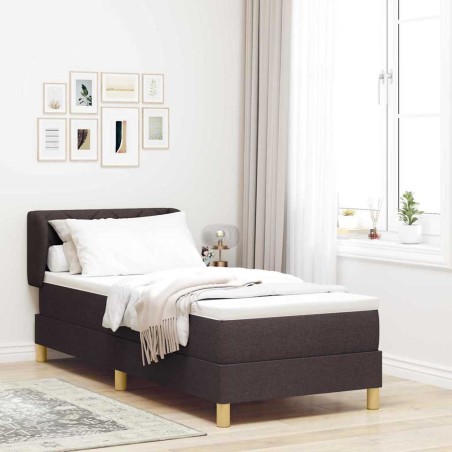 vidaXL Letto con Box Spring e Materasso - Marrone Scuro, 80x200 cm, Tessuto
