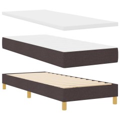 vidaXL Letto con Box Spring e Materasso - Marrone Scuro, 80x200 cm, Tessuto