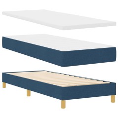 vidaXL Letto Box Spring con Materasso - Blu - 80x200 cm - Tessuto