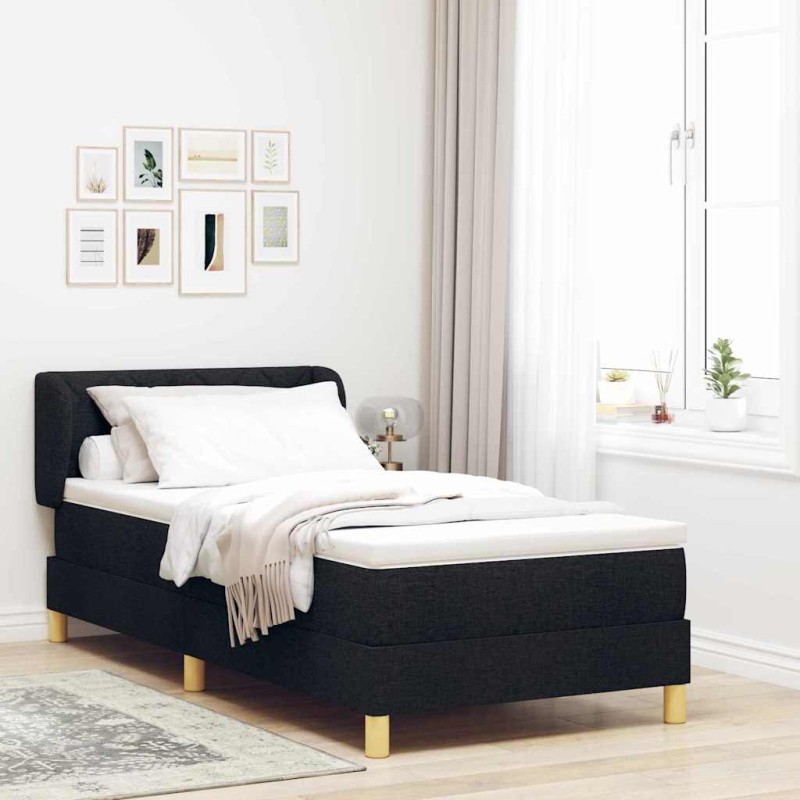 vidaXL Letto con rete a molle e materasso Nero 90x190 cm Tessuto vidaXL Letto con rete a molle e materasso Nero 90x190 cm Tessuto