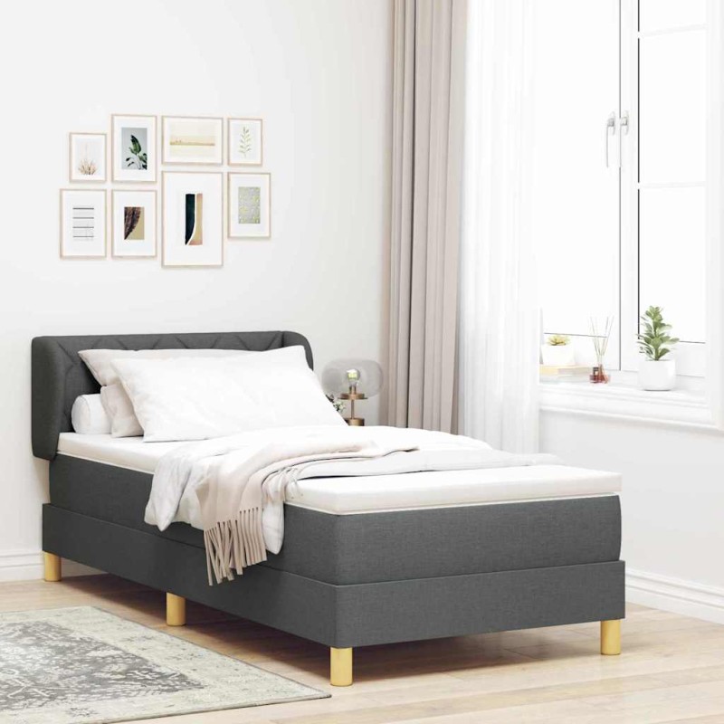 Letto a Molle con Materasso vidaXL in Grigio Scuro, 90x200 cm, Tessuto