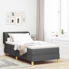 vidaXL Letto Box Spring con Materasso - Grigio Scuro, 100x200 cm, Tessuto