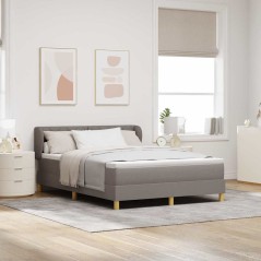 vidaXL Letto con Rete a Molla e Materasso - Tortora, 140x200 cm, Tessuto