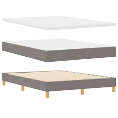 vidaXL Letto con Rete a Molla e Materasso - Tortora, 140x200 cm, Tessuto