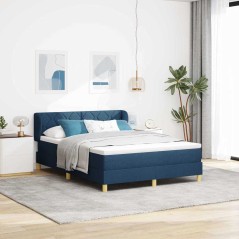 vidaXL Letto a Doghe con Materasso, Blu, 140x200 cm, Tessuto