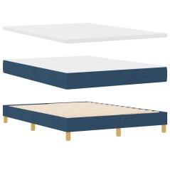 vidaXL Letto a Doghe con Materasso, Blu, 140x200 cm, Tessuto