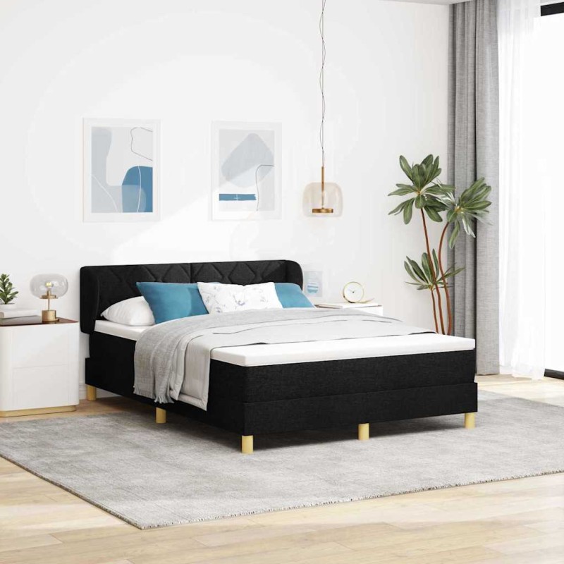 vidaXL Letto con Rete a Molle e Materasso - Nero, 160x200 cm, Tessuto