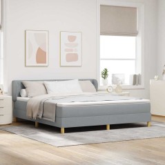 Letto con Box Spring e Materasso - Grigio Chiaro, 180x200 cm, Tessuto