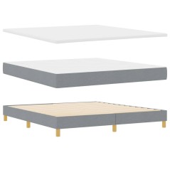 Letto con Box Spring e Materasso - Grigio Chiaro, 180x200 cm, Tessuto