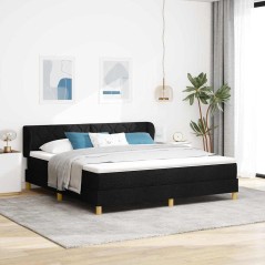 Letto con Rete a Doghe e Materasso vidaXL Nero 180x200 cm Tessuto