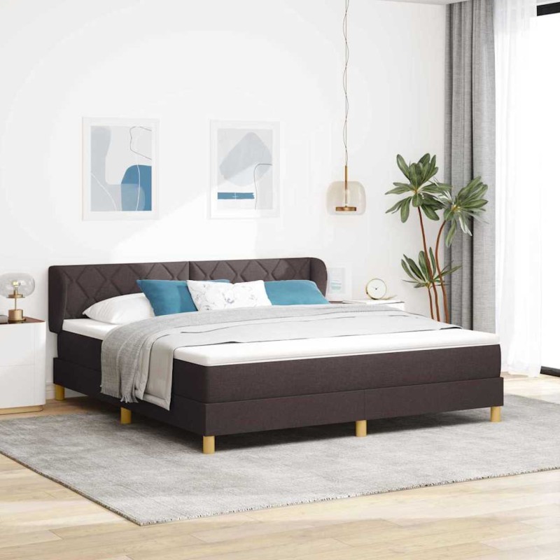 vidaXL Letto Box Spring con Materasso - Marrone Scuro, 180x200 cm, Tessuto vidaXL Letto Box Spring con Materasso - Marrone Scuro, 180x200 cm, Tessuto