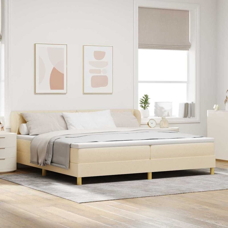 vidaXL Letto Box Spring con Materasso - Crema - 200x200 cm - Tessuto vidaXL Letto Box Spring con Materasso - Crema - 200x200 cm - Tessuto