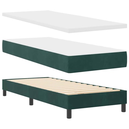 Letto Box Spring vidaXL con Materasso Verde Scuro 80x200 cm in Velluto