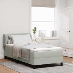 vidaXL Letto Box Spring con Materasso Grigio Chiaro 90x190 cm Velluto