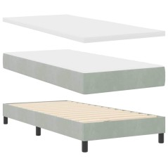 vidaXL Letto Box Spring con Materasso Grigio Chiaro 90x190 cm Velluto