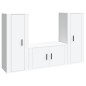 Set Mobili Porta TV 3 pz Bianco in Legno Multistrato Set Mobili Porta TV 3 pz Bianco in Legno Multistrato