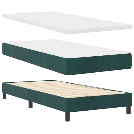 Letto a Rete vidaXL con Materasso Verde Scuro 90x190 cm in Velluto
