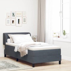 Letto Box Spring con Materasso Grigio Scuro 90x200 cm in Velluto