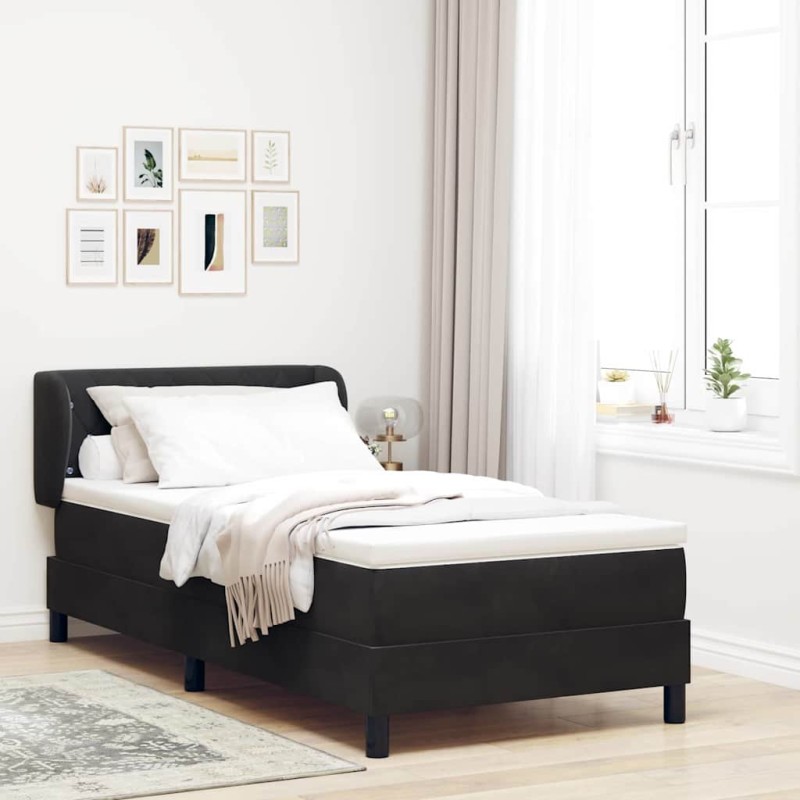 vidaXL Letto Box Spring con Materasso Nero 100x200 cm Velluto