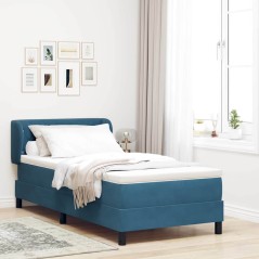 Letto a Molle con Materasso vidaXL Blu Scuro 100x200 cm Velluto