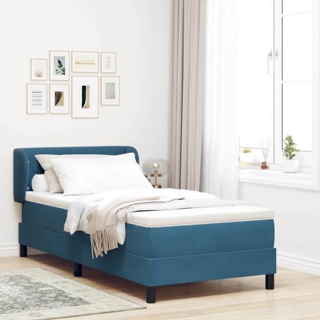 Letto a Molle con Materasso vidaXL Blu Scuro 100x200 cm Velluto