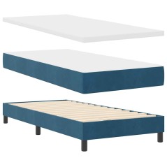 Letto a Molle con Materasso vidaXL Blu Scuro 100x200 cm Velluto