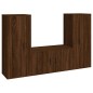Set Mobili Porta TV 3 pz Rovere Marrone in Legno Multistrato Set Mobili Porta TV 3 pz Rovere Marrone in Legno Multistrato