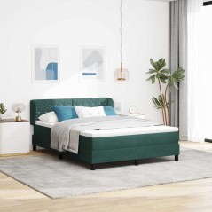 vidaXL Letto con Rete a Molle e Materasso Verde Scuro 140x200 cm in Velluto