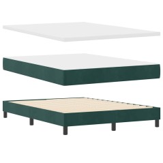 vidaXL Letto con Rete a Molle e Materasso Verde Scuro 140x200 cm in Velluto