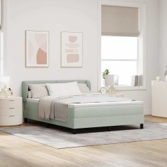 vidaXL Letto a Molle Box con Materasso Grigio Chiaro 160x200 cm Velluto