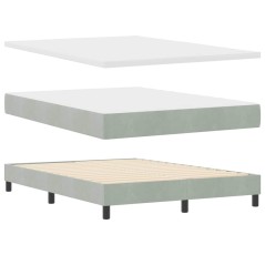 vidaXL Letto a Molle Box con Materasso Grigio Chiaro 160x200 cm Velluto