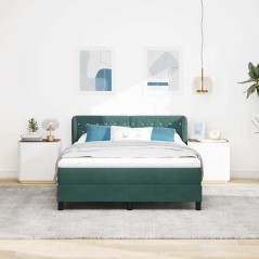 vidaXL Letto Box Spring con Materasso Verde Scuro 160x200 cm Velluto