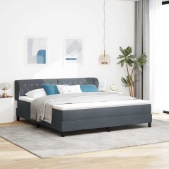 Letto Box Spring vidaXL con Materasso Grigio Scuro 180x200 cm in Velluto